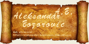 Aleksandar Božorović vizit kartica
